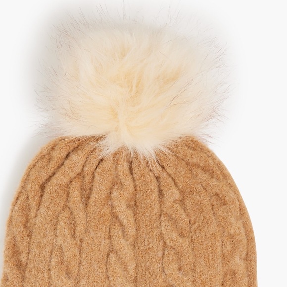 NWT J. Crew Knit Hat In Extra Soft Yarn With Faux-fur Pom-Pom - Picture 2 of 3